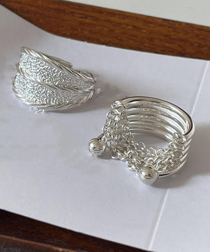 Silver New Wrinkled Rings 2025 Piece Sterling Two Set Silk