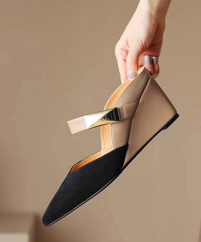 New Heels Sandals Apricot Summer Wedge Pointed Slide Rivet 2025