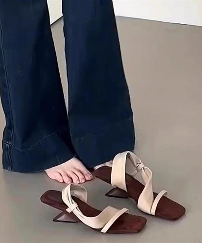 Sandales abricot à bout rose 2025 en similicuir avec brides à boucle