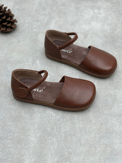 Leather Flat Genuine Women Color Pure Spring Shoes