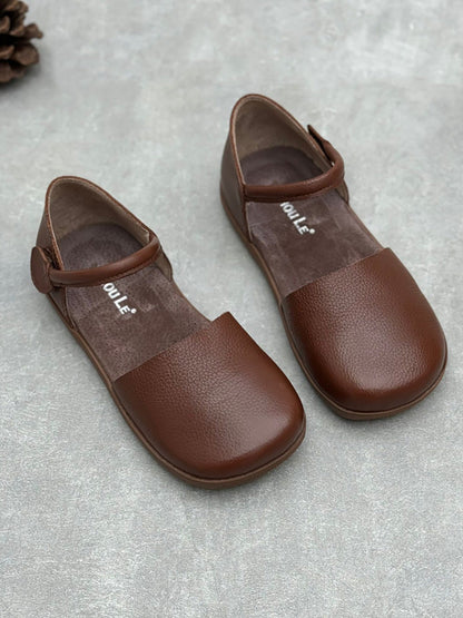 Leather Flat Genuine Women Color Pure Spring Shoes