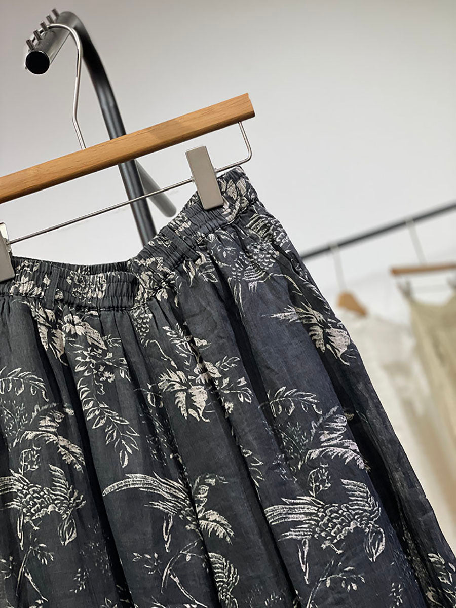 Hosen Blume Vinage Weites Bein Damen Ramie Frühling 