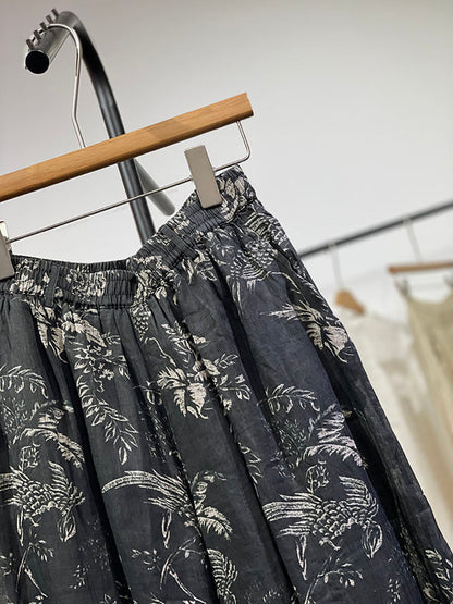 Hosen Blume Vinage Weites Bein Damen Ramie Frühling 