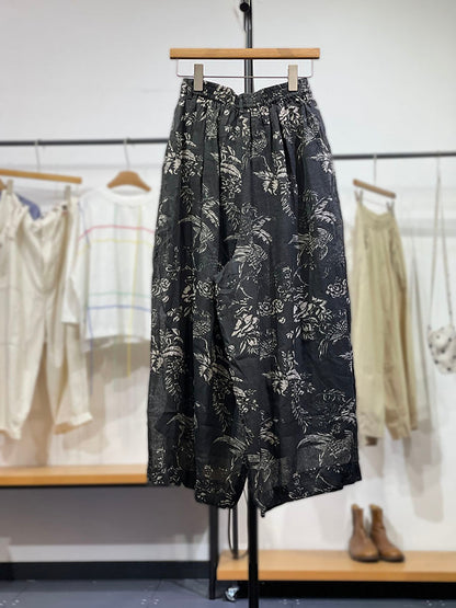 Hosen Blume Vinage Weites Bein Damen Ramie Frühling 