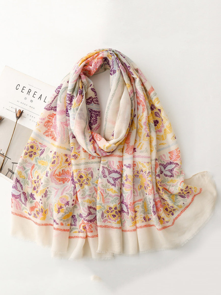 Écharpe colorée Artsy Plant Châle pour femme