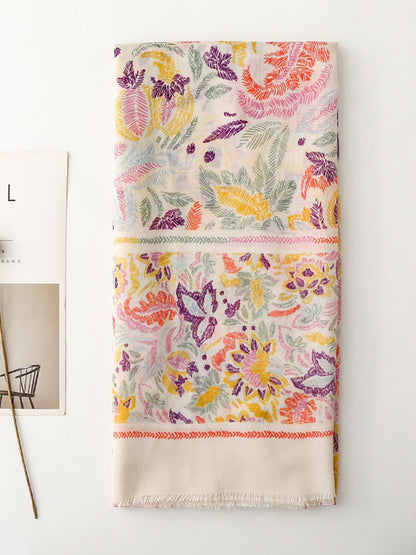 Écharpe colorée Artsy Plant Châle pour femme