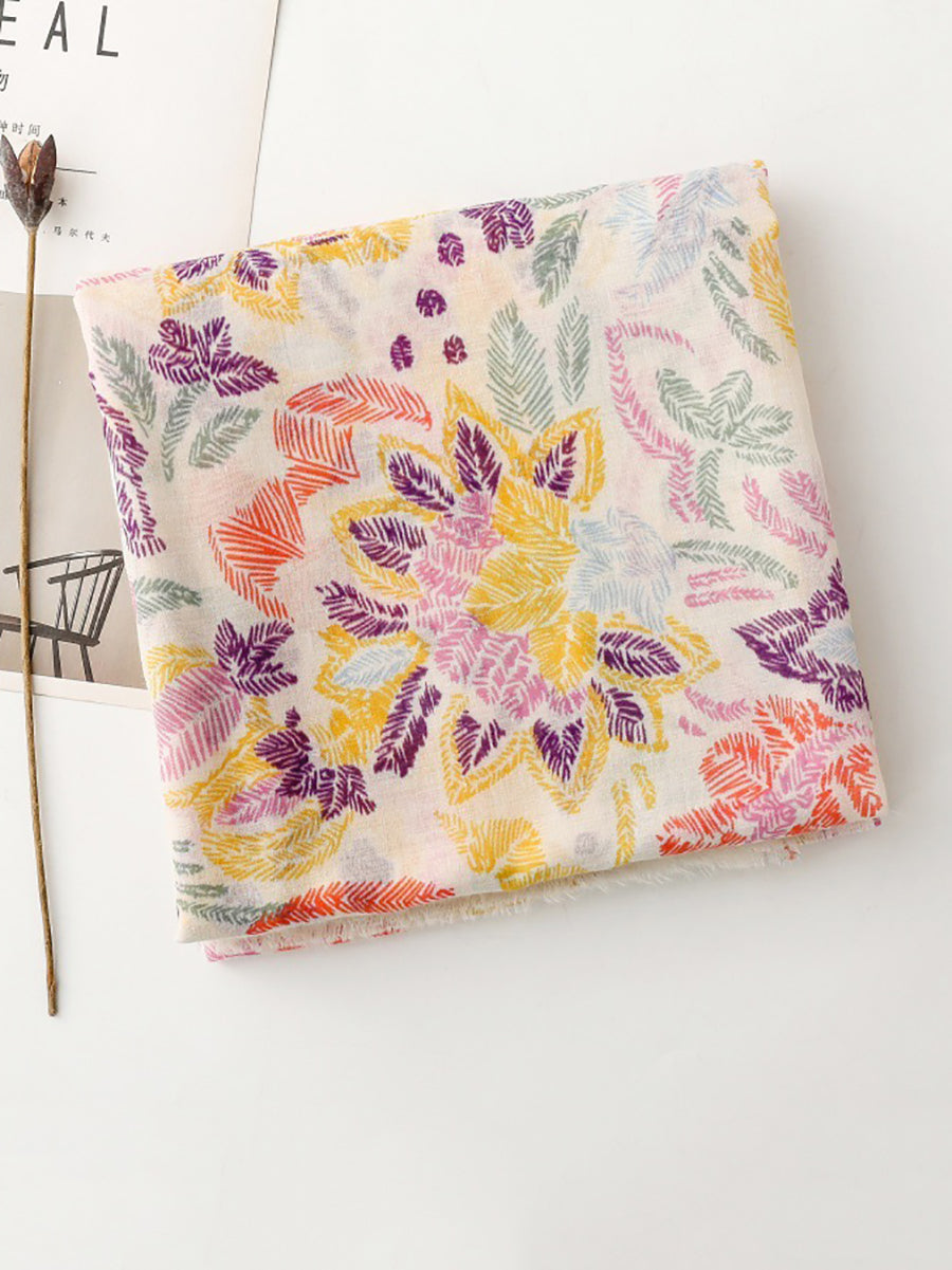 Écharpe colorée Artsy Plant Châle pour femme