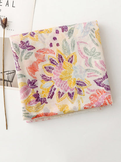 Écharpe colorée Artsy Plant Châle pour femme