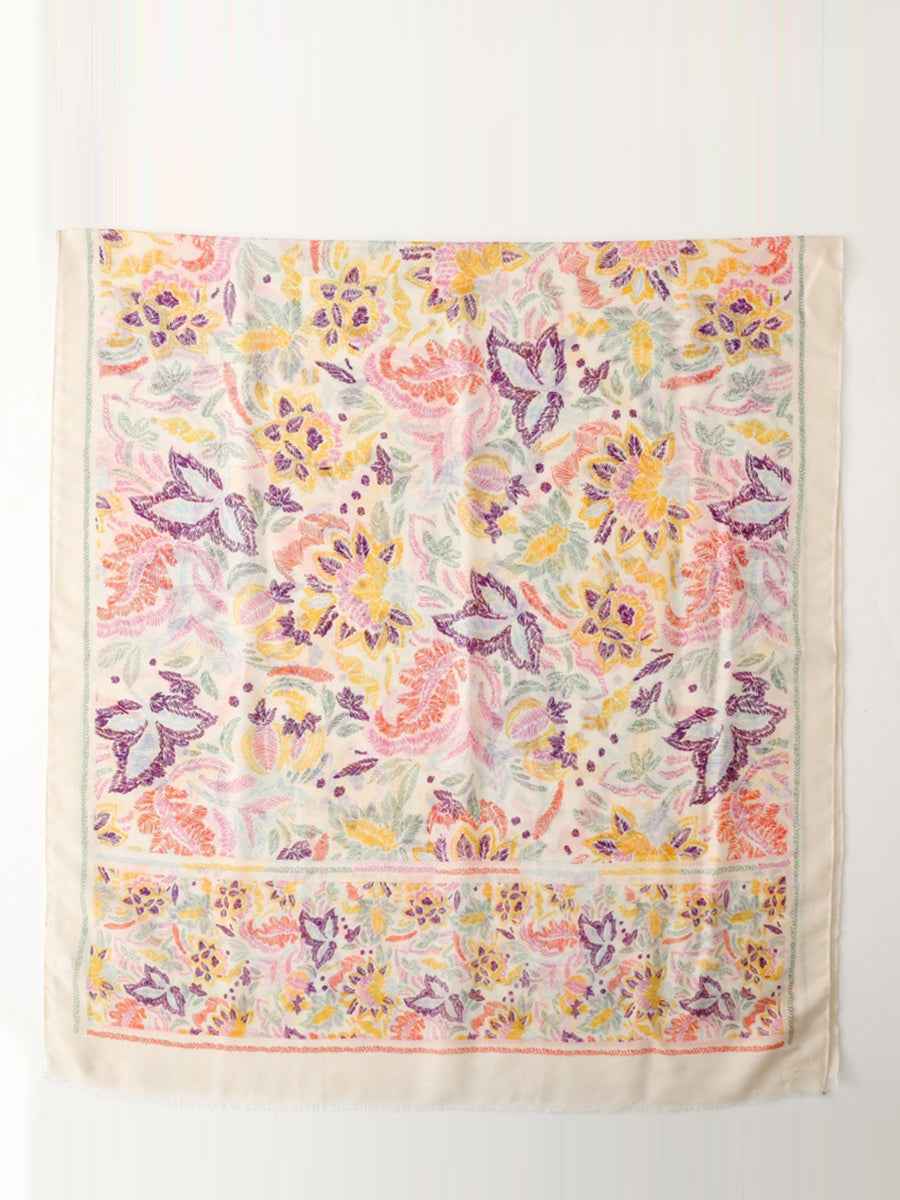 Écharpe colorée Artsy Plant Châle pour femme