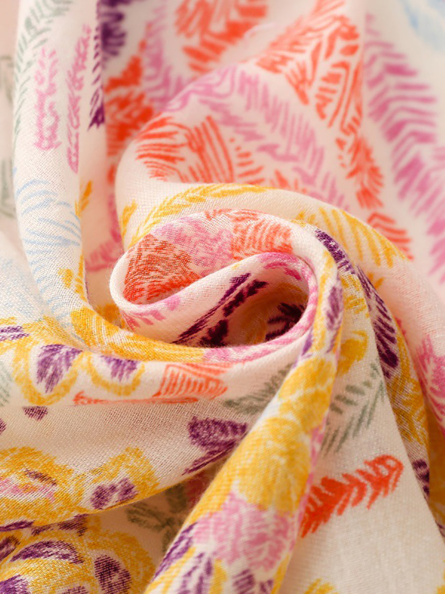 Écharpe colorée Artsy Plant Châle pour femme