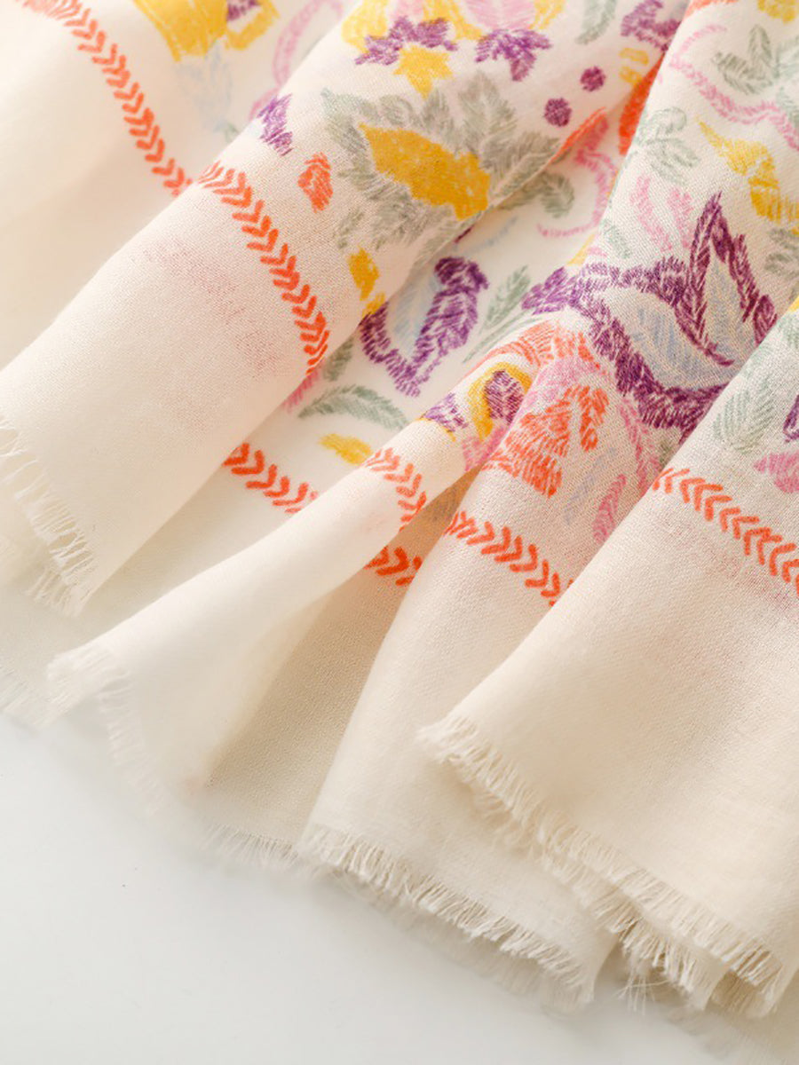 Écharpe colorée Artsy Plant Châle pour femme