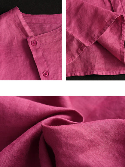 Chemise d'été fine et décontractée à col rond pour femme