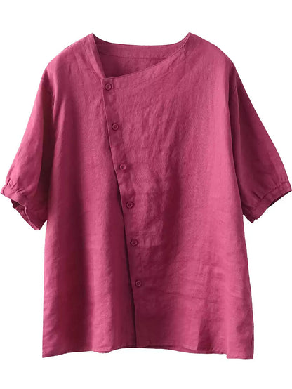 Chemise d'été fine et décontractée à col rond pour femme