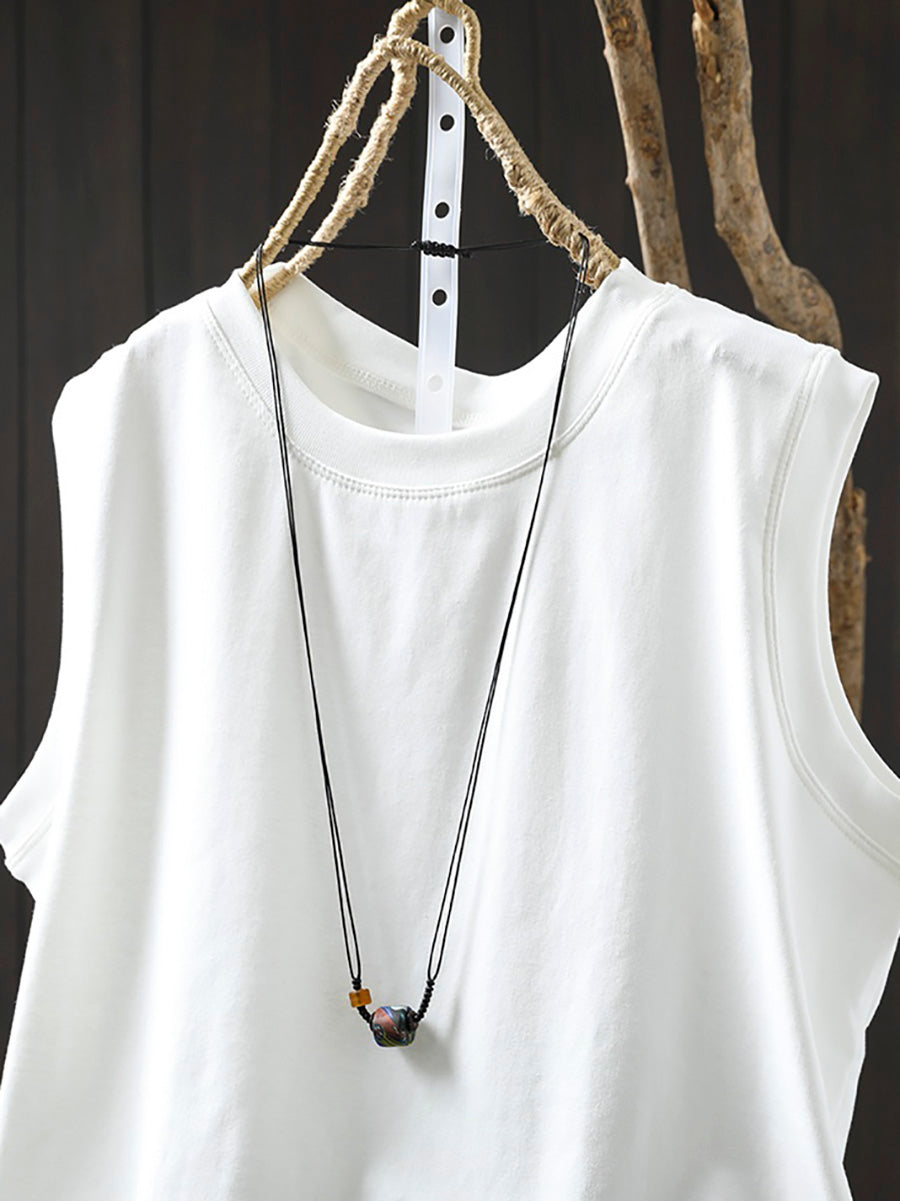 Shirt Damen 100% Baumwolle Reine O-Ausschnitt Farbe Sommer Casual 