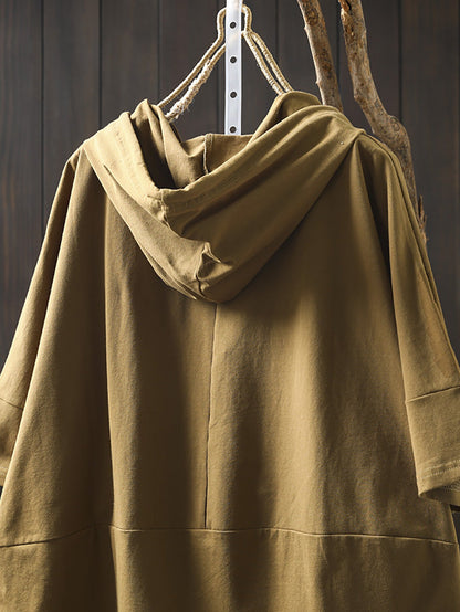 Shirt Frauen Sommer Casual 100% Baumwolle Reine Farbe Mit Kapuze 