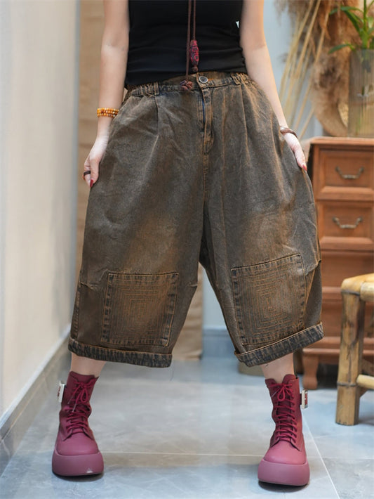 Pantalon en jean pour femme, coupe large et usée 