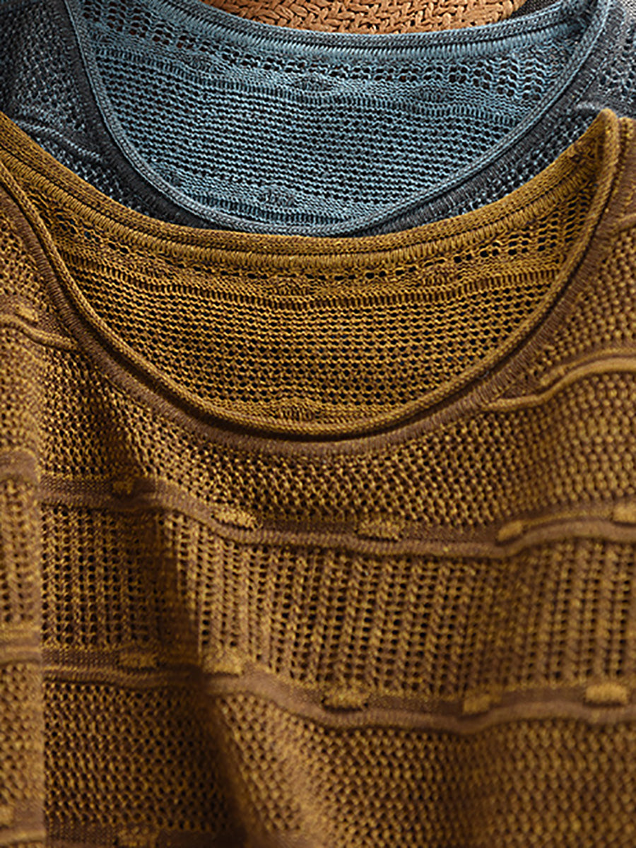 Sommer O-Ausschnitt Streifen Shirt Gestrickt Casual Damen