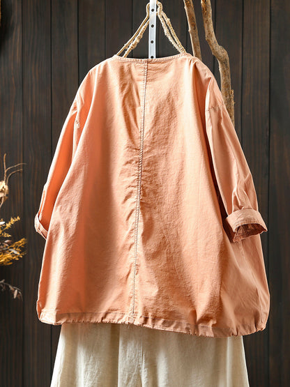 Manteau col rond femme couleur chemise fermeture éclair été pur 