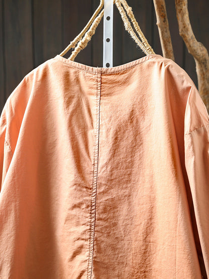 Manteau col rond femme couleur chemise fermeture éclair été pur 