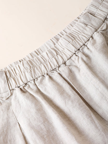 Pantalon d'été pur femme 100 % lin décontracté couleur cinquième