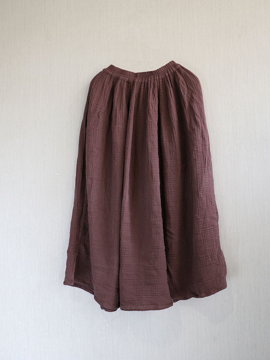Women 100%Cotton Pure Color Retro Summer Skirt