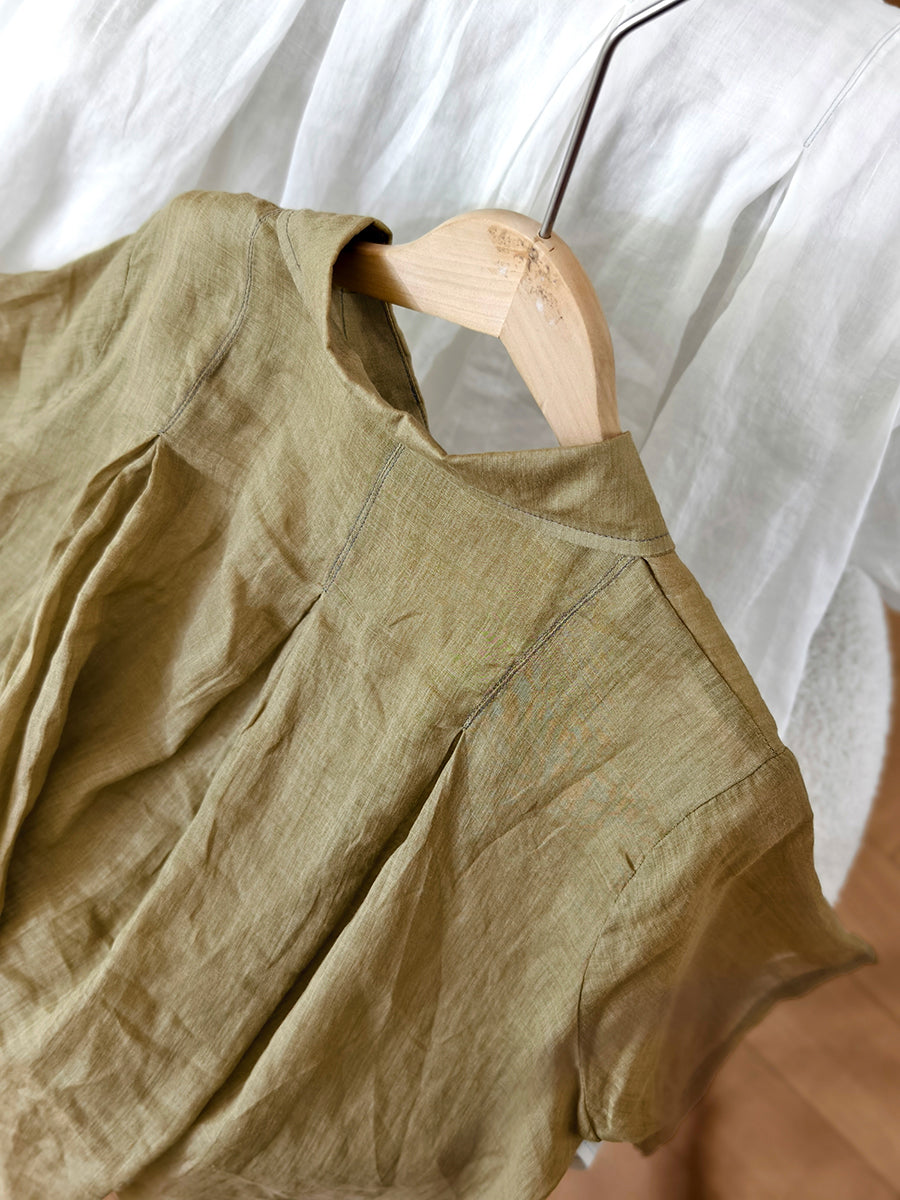 Kragen Turn-down Sommer Frauen Shirt Farbe Reine 100% Ramie