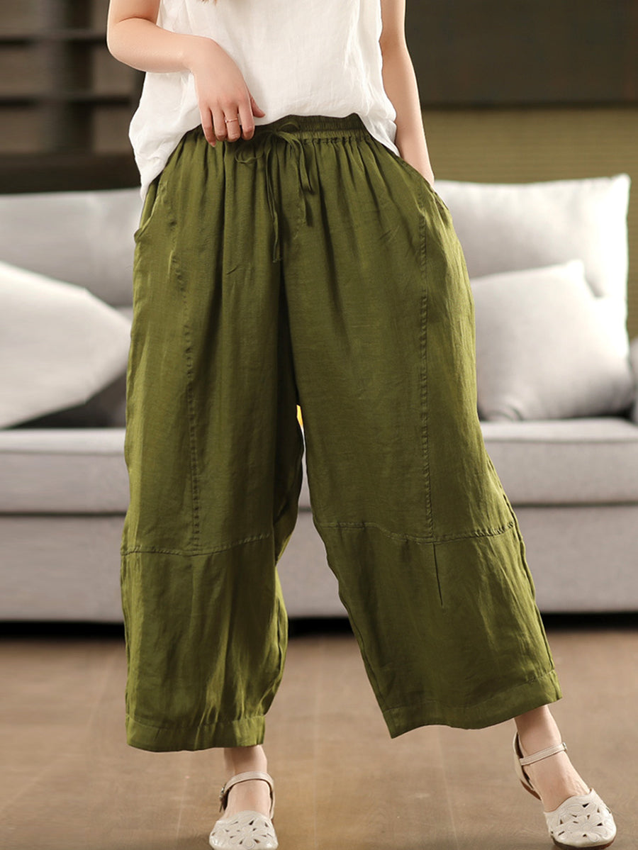 Bloomer ample pour femme, couleur 100 % ramie, style artsy, été 