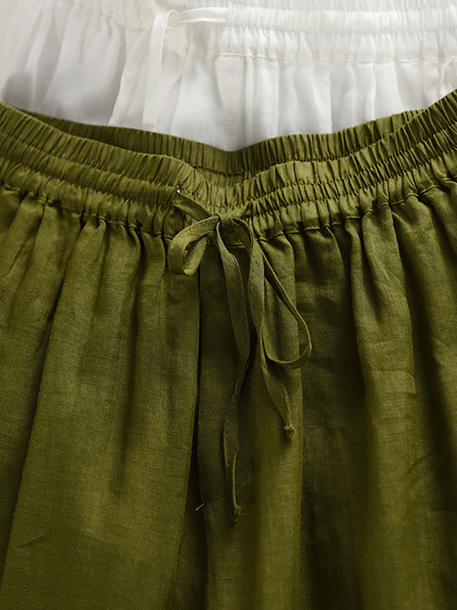Bloomer ample pour femme, couleur 100 % ramie, style artsy, été 