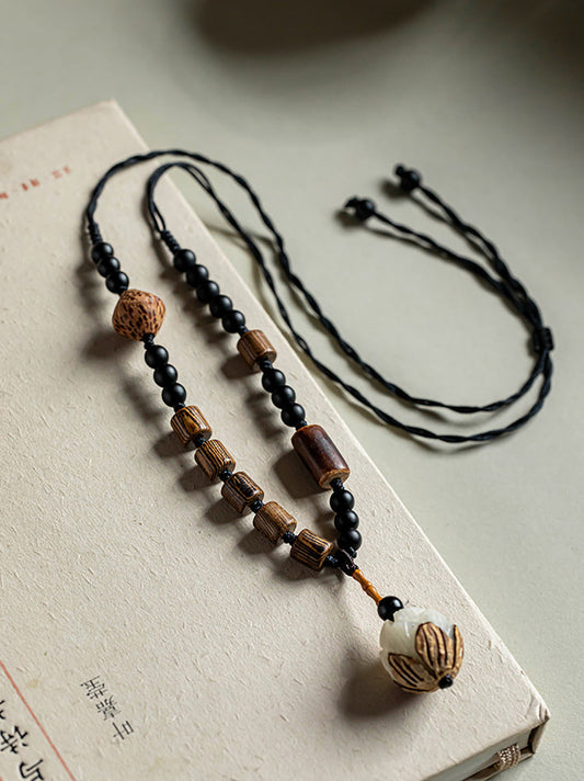 Halskette Damen Perlen Ethnisch Holz Bodhi
