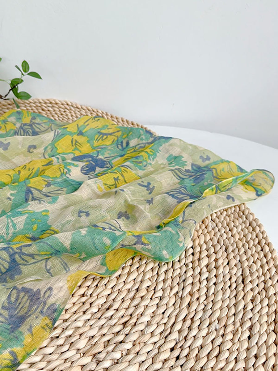 Shawl Thin Floral Artsy Scarf Summer