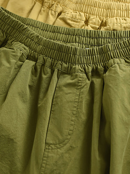 Pantalon court décontracté 100 % coton pour femme, couleur unie 