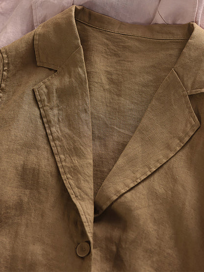 Farbe Sommer Pure Artsy Damen Mantel Shirt 100% Leinen