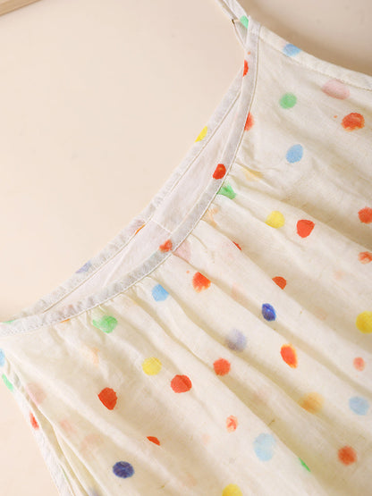 Frauen Weste O-Ausschnitt Artsy Sommerkleid 100% Ramie Blume