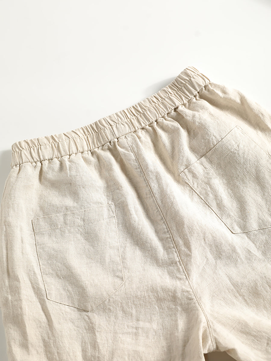Pantalon sarouel décontracté d'été pur 100 % lin pour femme