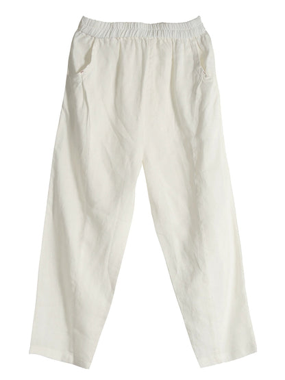 Pantalon sarouel décontracté d'été pur 100 % lin pour femme