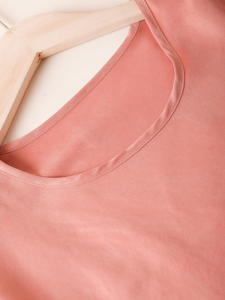 Farbe Pure Sommer O-Ausschnitt gespleißt Frauen Shirt Artsy 