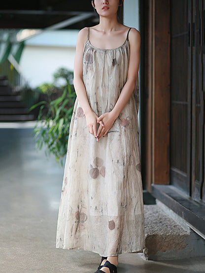 Weste Sommer O-Ausschnitt Frauen Artsy Kleid Färben
