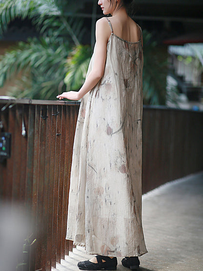 Weste Sommer O-Ausschnitt Frauen Artsy Kleid Färben