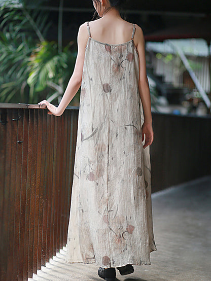 Weste Sommer O-Ausschnitt Frauen Artsy Kleid Färben