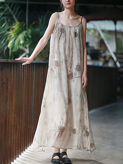 Weste Sommer O-Ausschnitt Frauen Artsy Kleid Färben