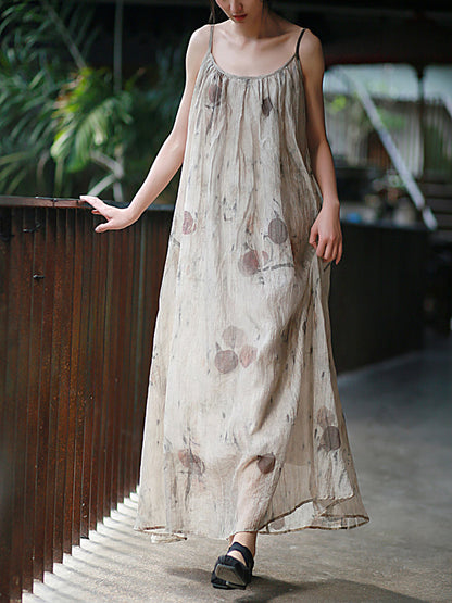 Weste Sommer O-Ausschnitt Frauen Artsy Kleid Färben