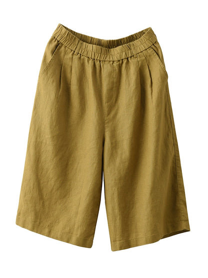 Farbe Hosen Sommer 100% Leinen Frauen Reine Gerade Fünfte