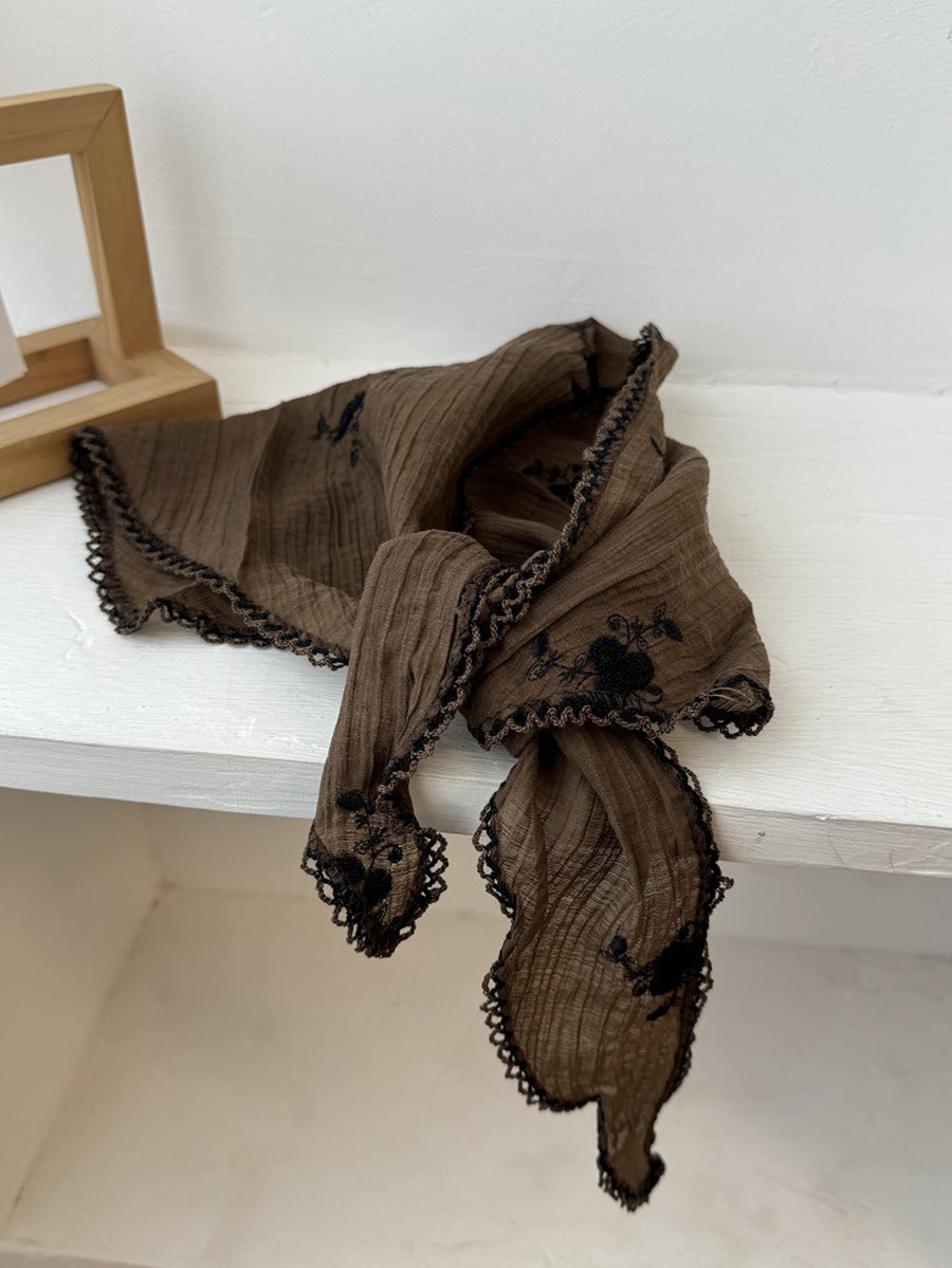Damen Stickerei Dreieck Artsy Schal Blume