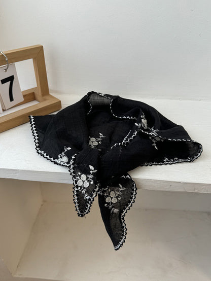 Damen Stickerei Dreieck Artsy Schal Blume