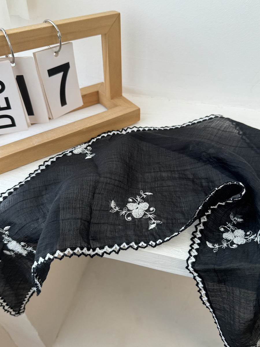 Damen Stickerei Dreieck Artsy Schal Blume