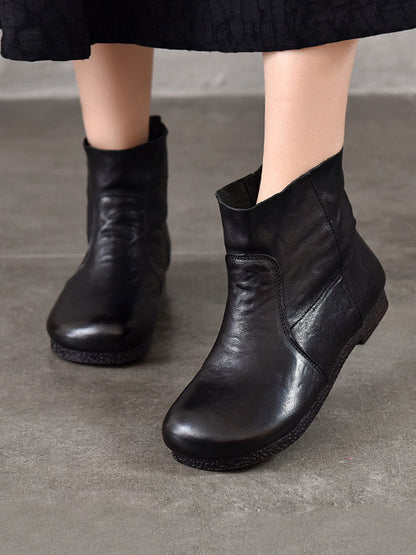 Autumn Women Soft Boots Leather Heel Low Genuine