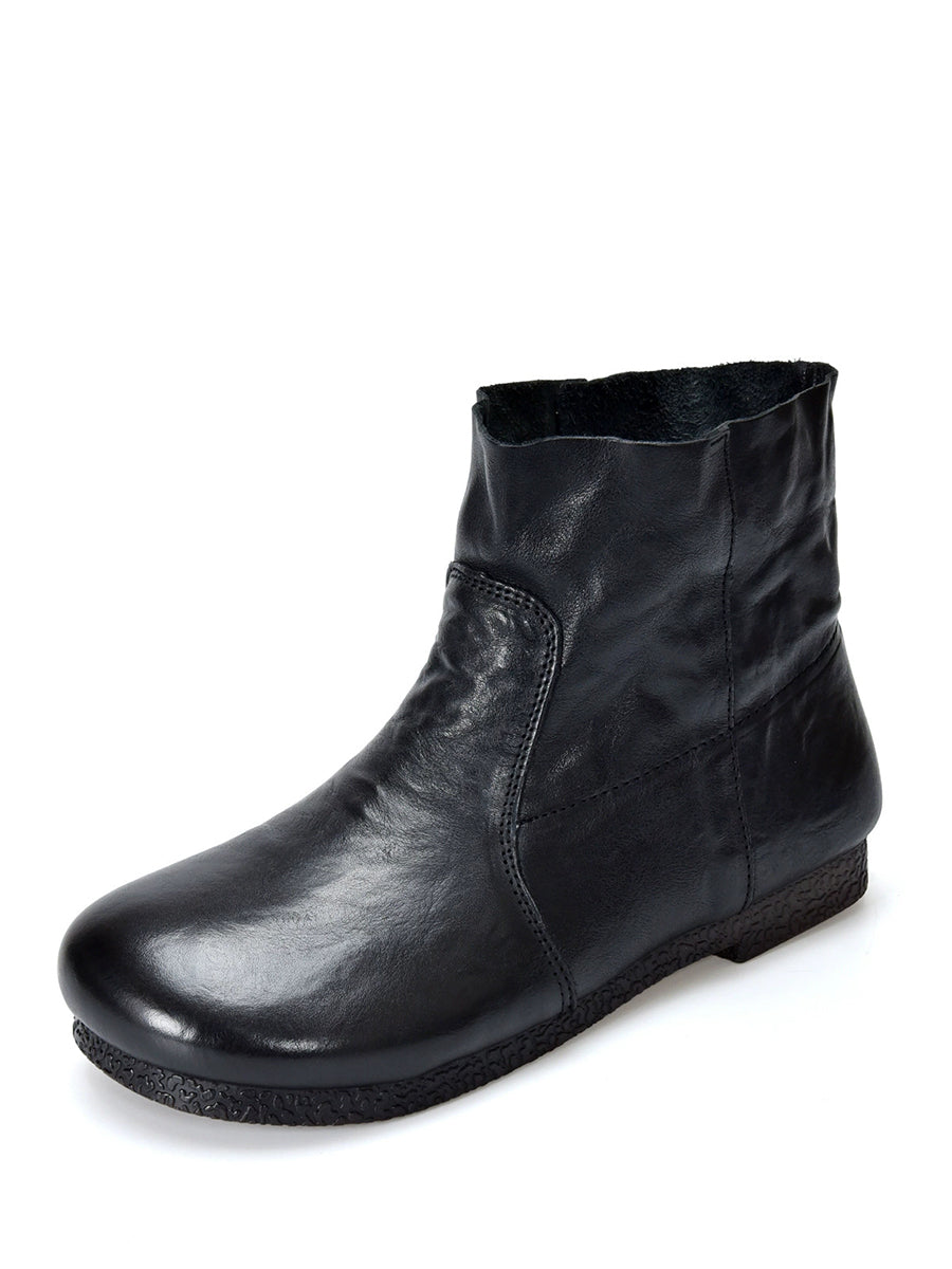 Autumn Women Soft Boots Leather Heel Low Genuine