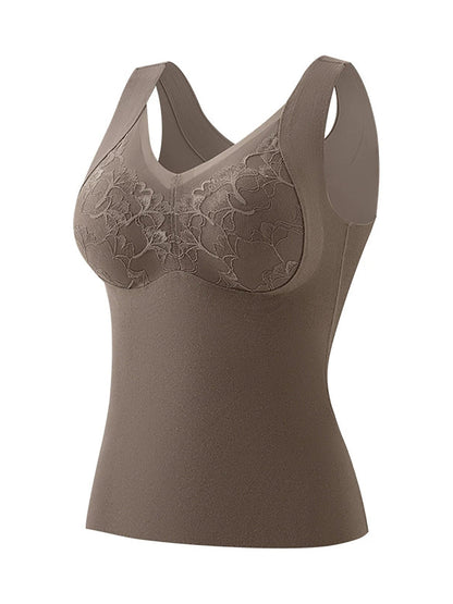 Lace Bottom Women Artsy Vest Autumn V-Neck Spliced