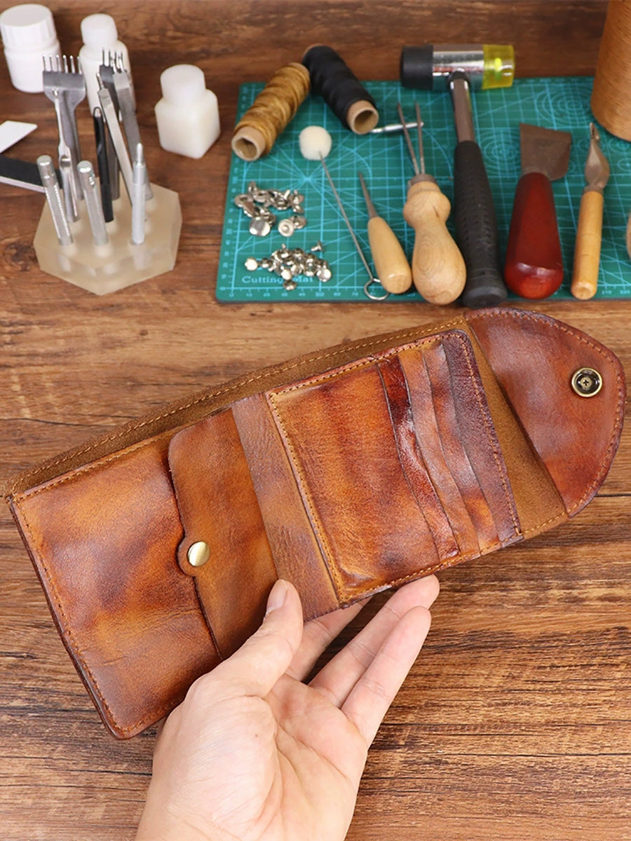 Wallet Leather Retro Square Multifunctional