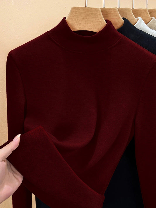 Mid Women Collar Autumn Casual Blouse Base Warm